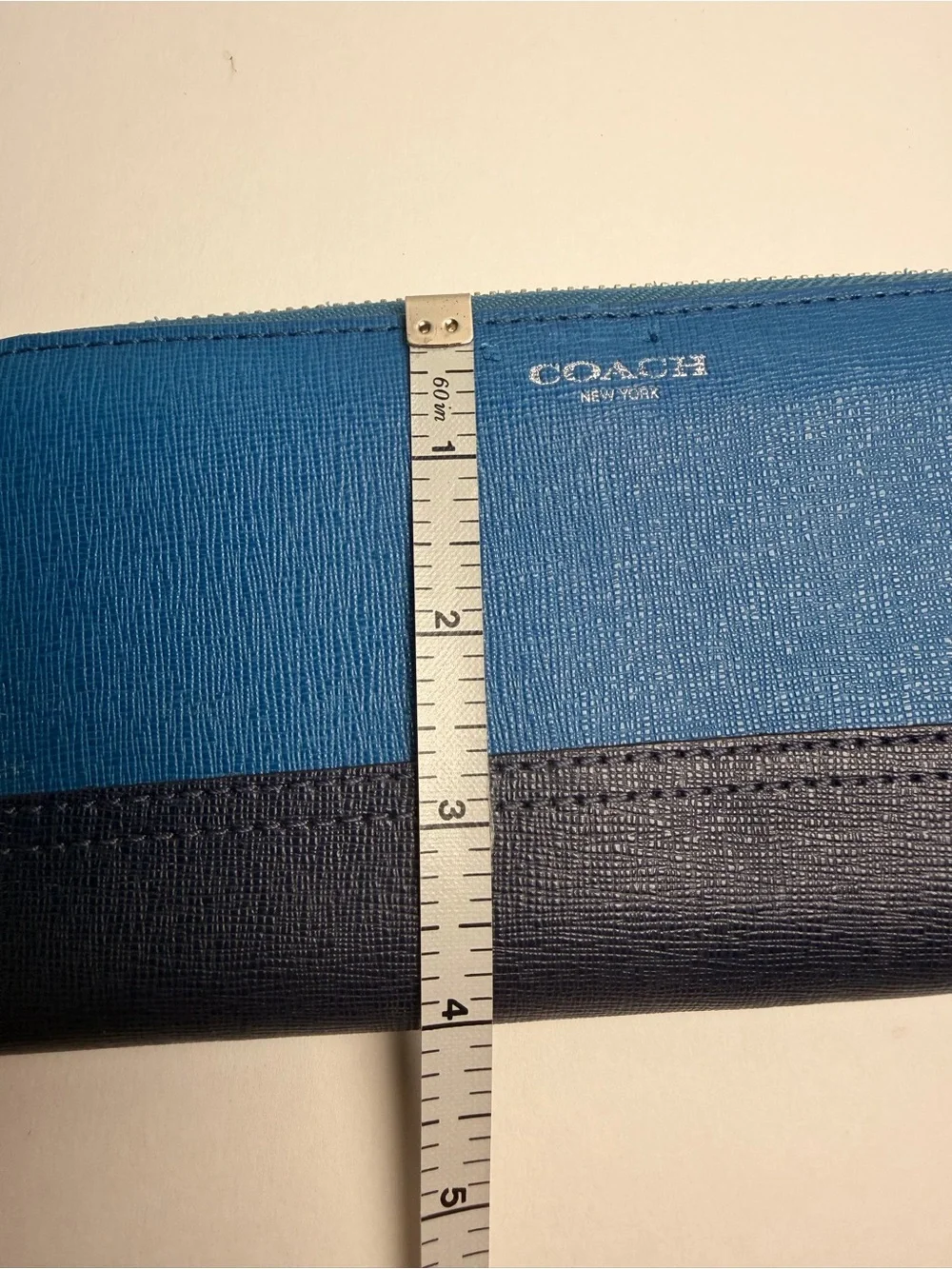 Coach Two-Tone Blue and Navy Zip Wallet